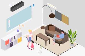 Smart Home Living Room Isometric Illustration