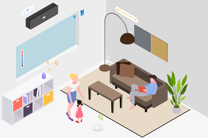 Smart Home Living Room Isometric Illustration