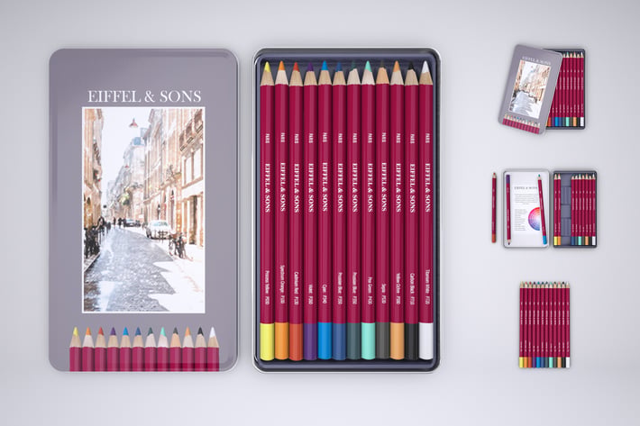 Colored Pencil Tin Set Mock-Up