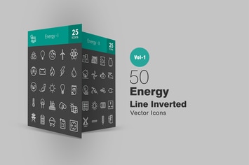 50 Energy Line Inverted Icons