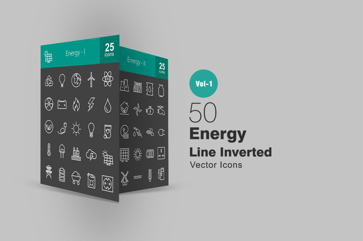 50 Energy Line Inverted Icons