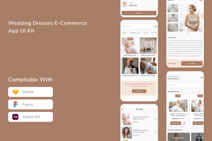 Wedding Dresses E-Commerce App UI Kit