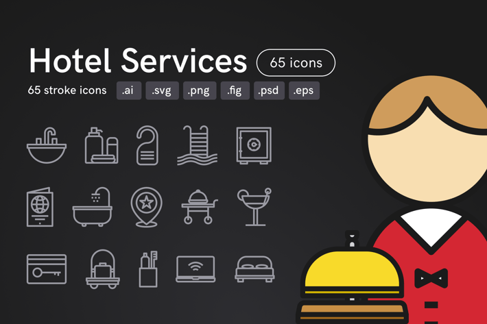 Hotel Services Icons (65 icons)