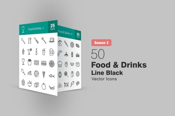 50 Food & Drinks Line Icons Season II