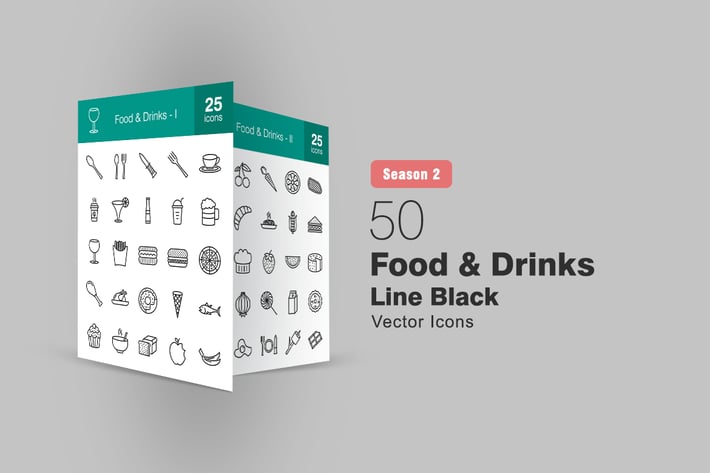 50 Food & Drinks Line Icons Season II