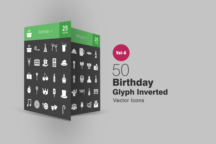 50 Birthday Glyph Inverted Icons