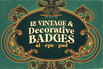 12 Decorative Vintage Frames Badges