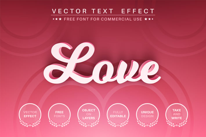 Pink love - editable text effect,  font style