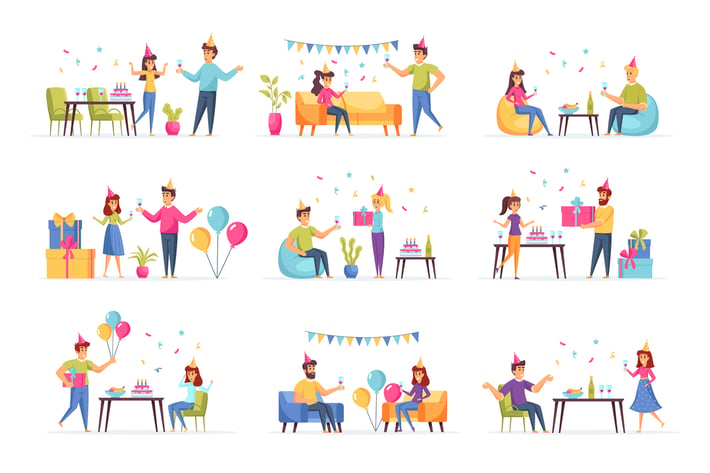 Birthday Party People Character Situation Scenes