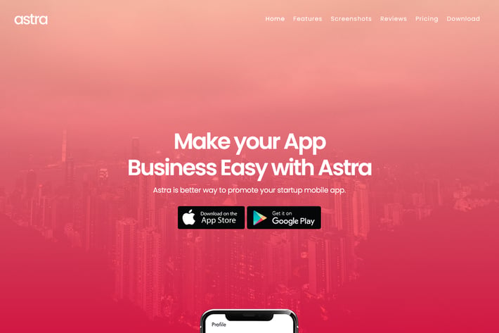 Astra | App Landing Page Template
