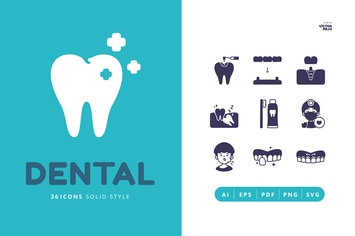36 Dental Solid Style Icons