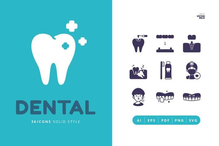 36 Dental Solid Style Icons