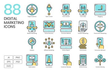 88 Digital Marketing Icons & Online Business Icons
