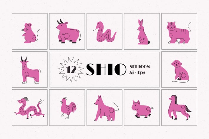 Chinese Shio Illustration Set 