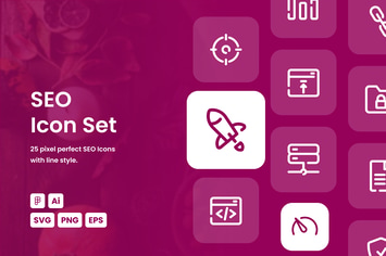SEO Dashed Line Icon Set