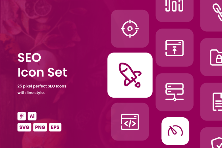 SEO Dashed Line Icon Set