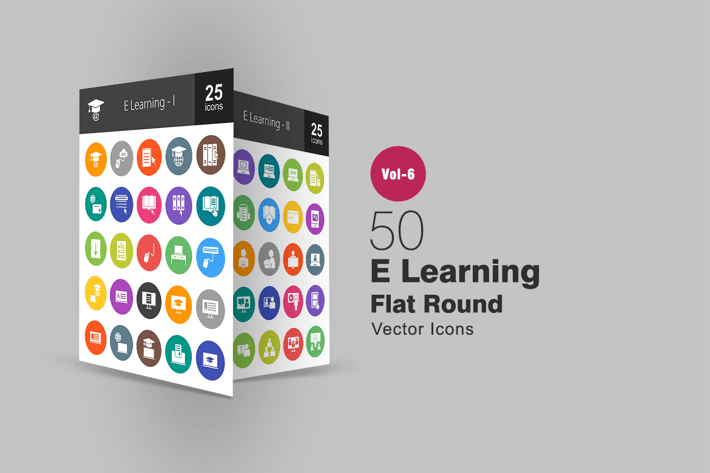 50 E Learning  Glyph Multicolor BG Icons