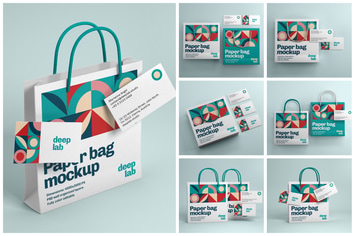Paper Bag and Business Card Branding Mockup Set