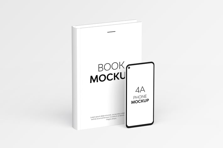 Book & 4A Phone Mockup