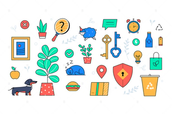 Eco Lifestyle - Colorful Flat Design Style Objects