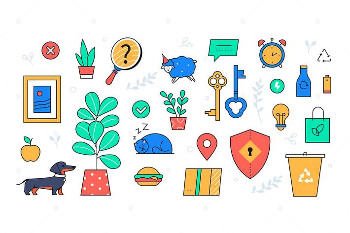 Eco Lifestyle - Colorful Flat Design Style Objects