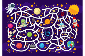 Space Maze Puzzle Vector Game Illustration