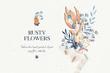 Rusty Flowers - watercolor floral set