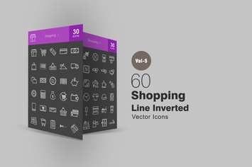 60 Shopping Line Inverted Icons