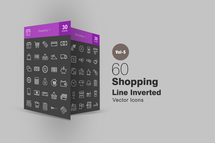 60 Shopping Line Inverted Icons