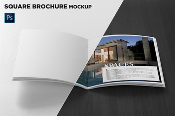 Square Brochure Open Pages Mockup Front View