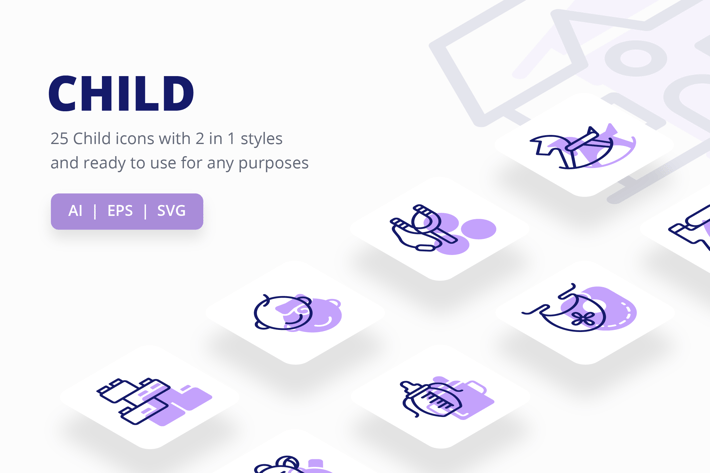 Child Icons (Line and Solid)