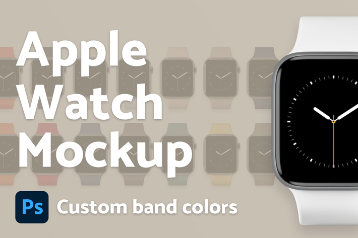 Apple Watch with custom colors of band PSD Mockup