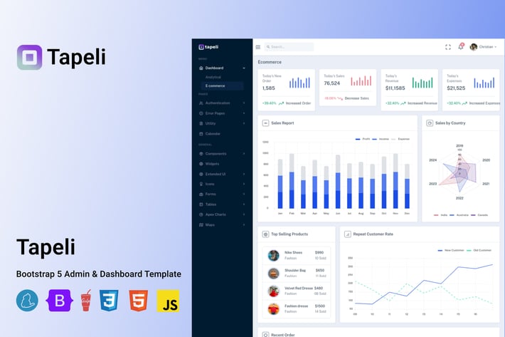 Tapeli - Responsive Bootstrap 5 Admin UI Kit