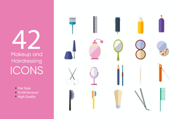 Makeup and Hairdressing Icons Set