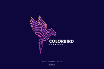 Fly Bird Color Line Logo