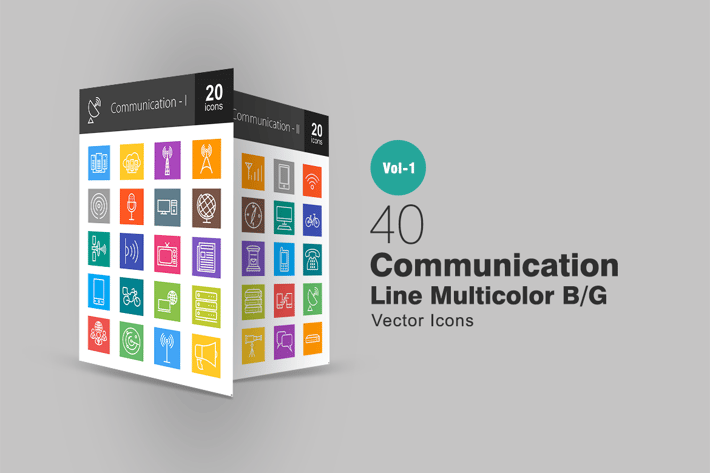 40 Communication Line Multicolor Icons
