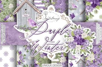 Purple Winter digital paper pack