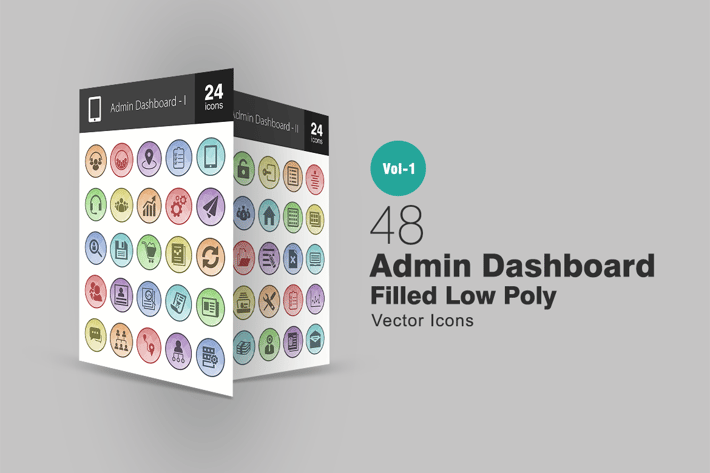 48 Admin Dashboard Filled Low Poly Icons