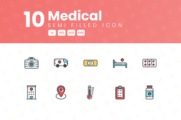 10 Medical Semi Filled Icon Collection