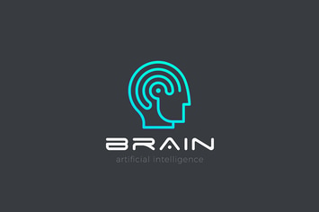 Logo Man with Brain Artificial Intelligence Linear