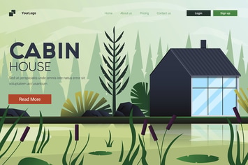Flat Modern design Illustration of Cabin House
