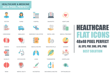 Simple Set Healthcare and Medicine Flat Icons
