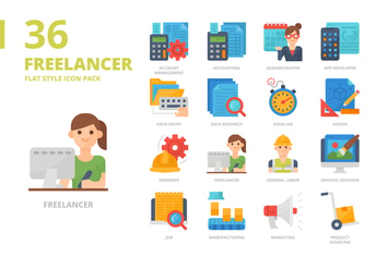 Freelancer Flat Style Icon Set 