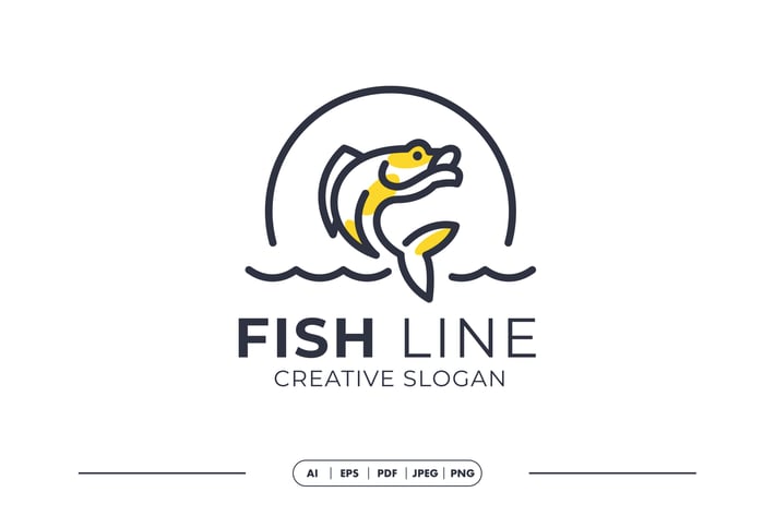 Fish Line Art Modern Logo