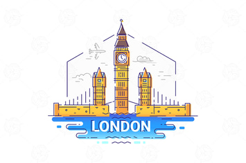 London - modern vector line travel illustration