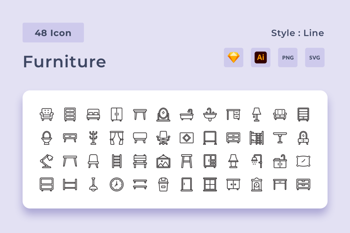 Meuble Outline Style Icon Pack