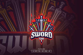 Seven sword esport logo template
