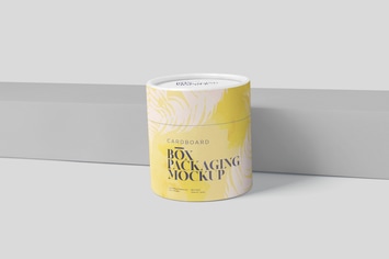 Round Cardboard Box Packaging Mockups