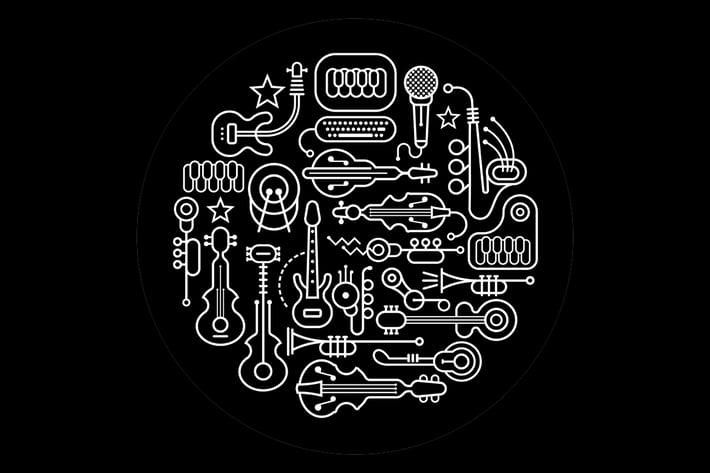 Musical Instruments Round Vector Illustration