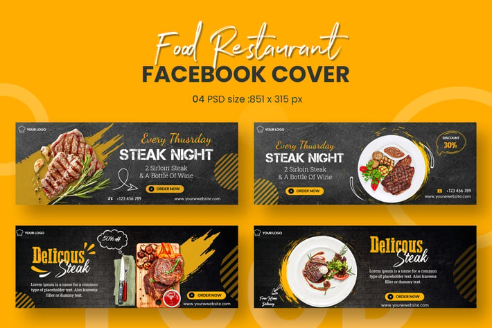 Food & Restaurants Facebook Cover PSD Template
